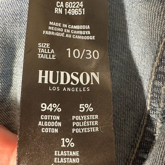 Hudson Women’s Belted Jeans Size 10 Blue Wide Leg Stretch Denim Relax Fit (NEW) - Picture 9 of 15